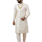 Regal Ivory Abstract Thread Embroidered Sherwani for Men | Father-Son Combo | Perfect Groom Wear | Jaipurio